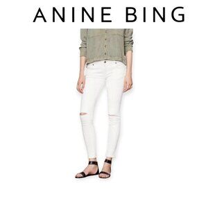 Anine Bing White Distressed Low-Rise Skinny Jeans Size 26 Designer Denim